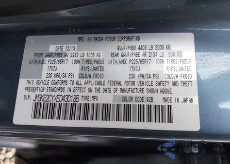 2014 Mazda Cx-5 Touring from USA, damaged, VIN JM3KE2CYXE0430186